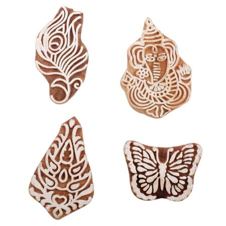 Set of 4 Piece New Mix Wooden Printing Block